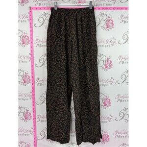 GAP pants flowy flowers Black Pants with Brown Floral Print